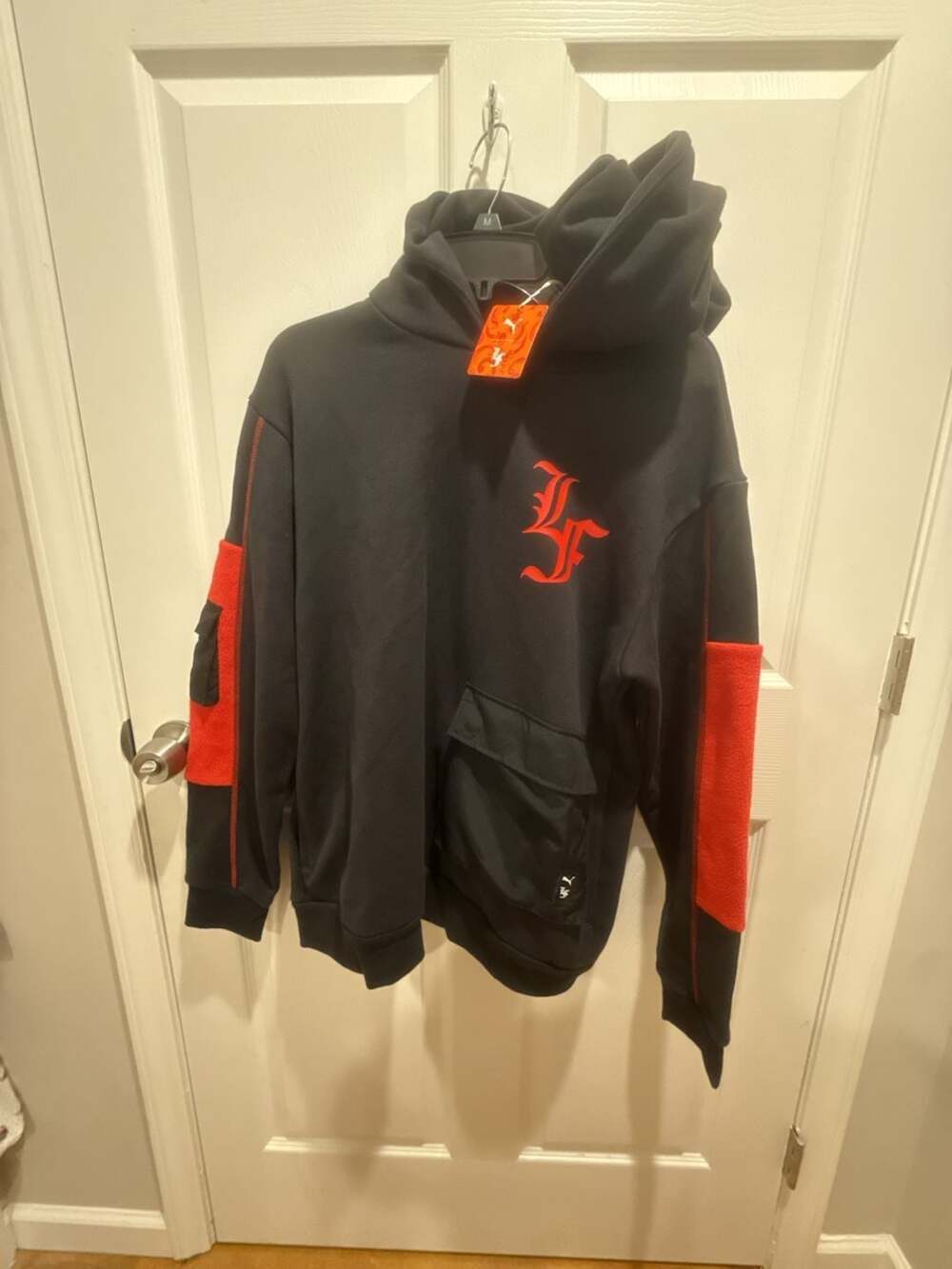 PUMA x LaFrancé LF Holiday Cargo Hoodie Black Red Size S 622833 01